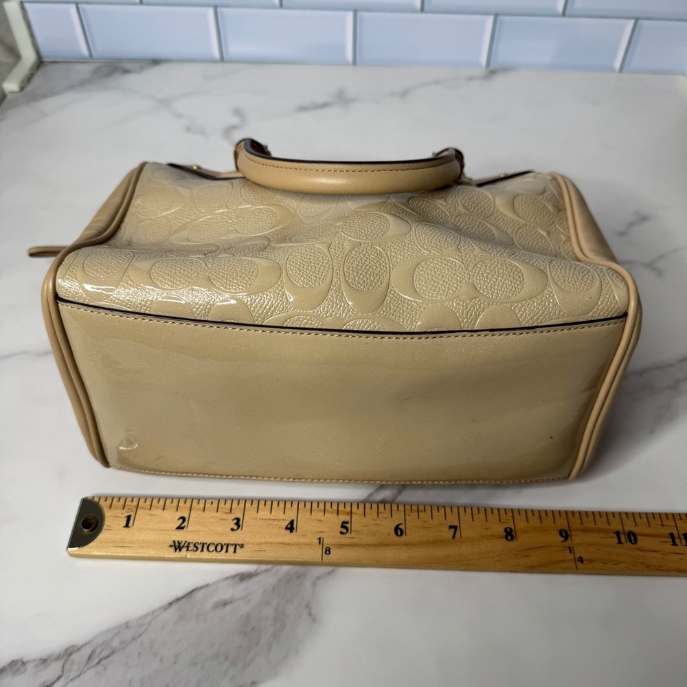 Coach Embossed Satchel Bag Small Beige Bennett Leather Y2K - Picture 3 of 11